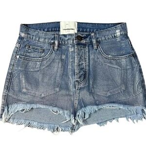 NWT One Teaspoon free People - Blue Future Junkyard Relaxed Denim Mini Skirt 25